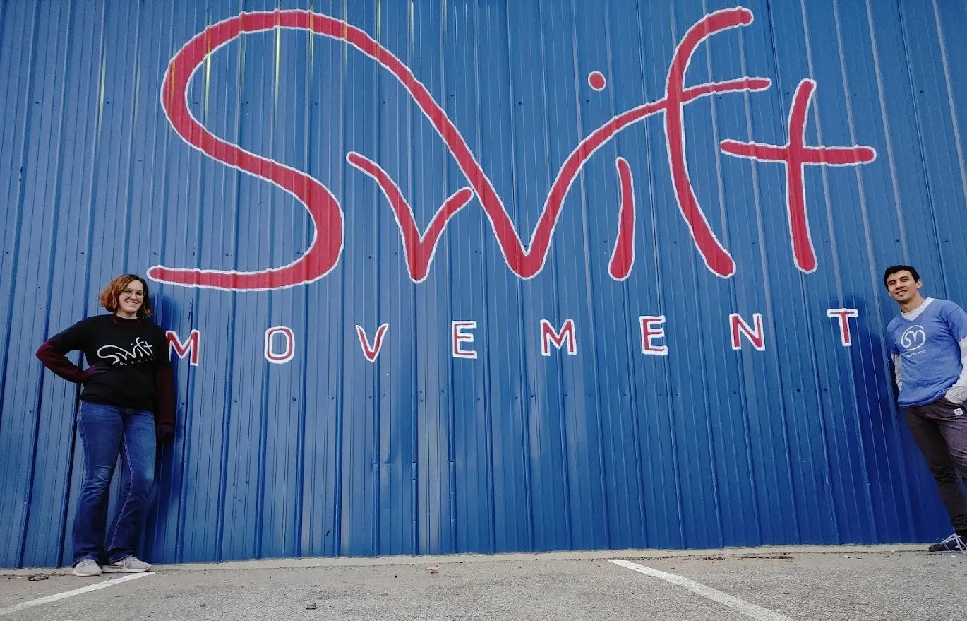 Nicole Ruji and Seth Ruji outside Swift Movement Studio